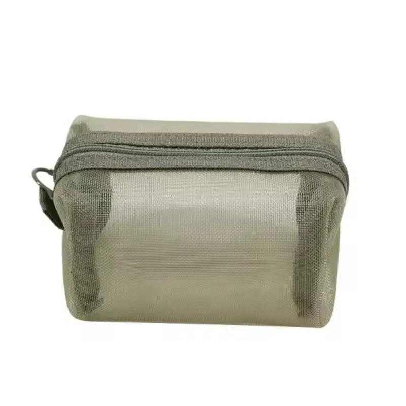 Mini Clear Nylon Mesh Cosmetic Bags Cute Women Small Lipstick Makeup Bags Pouch Data Line Key Earphone Organizer Case
