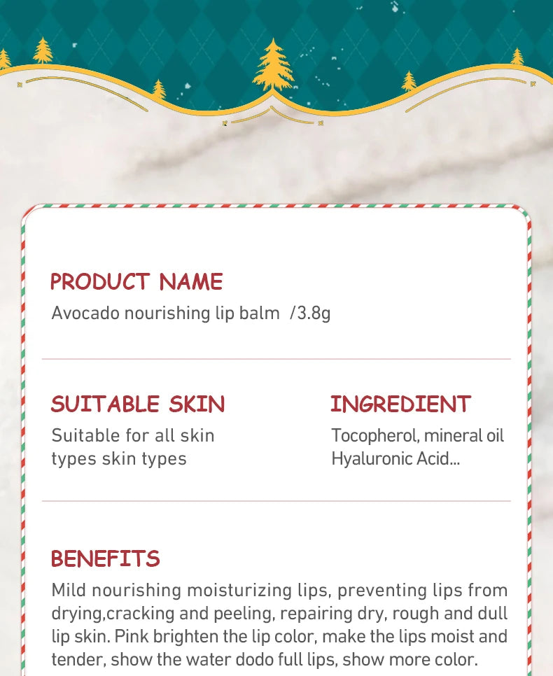 SADOER Christmas Moisturizing Lipstick Anti Cracking Hydrating Repair Nourishing Plump Lips Balm Plumper Skin Care