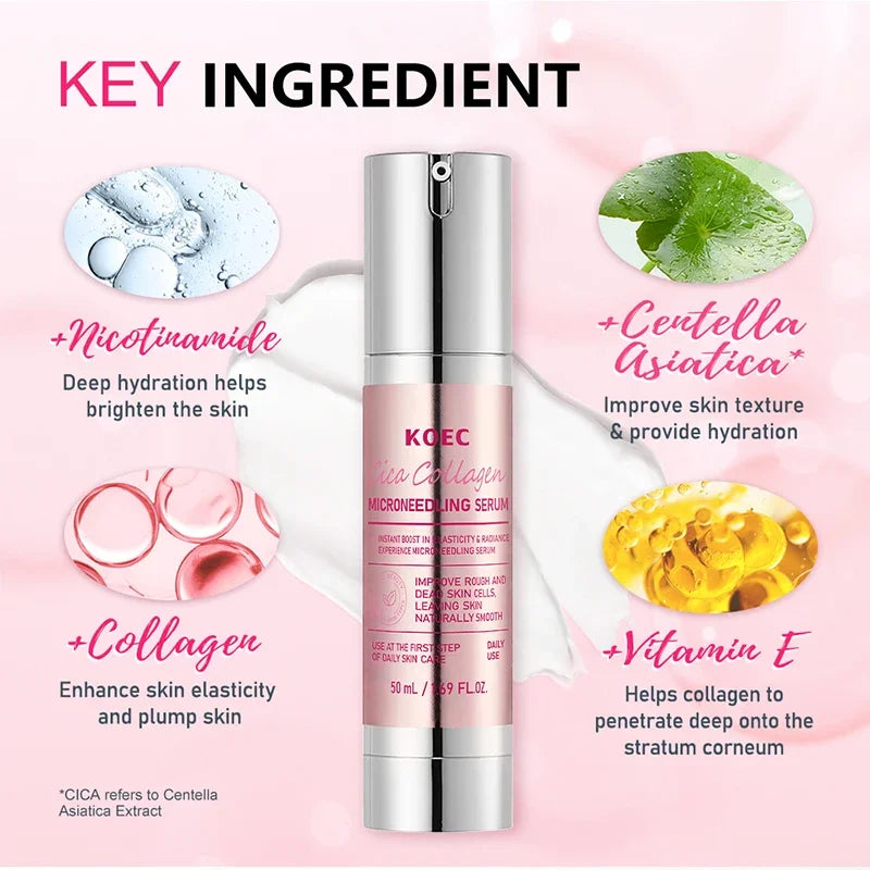 Korean Centella Asiatica Extract Soothes Moisturize Soft Firm Brighten Repair Skin Facial Collagen Microneedle Essence Lotion