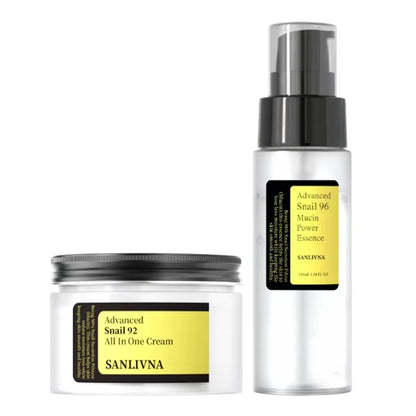 Sanlivna Korean Skincare Snail 92% Duo Set - All-in-One Cream for Fine Lines & Sensitive Skin