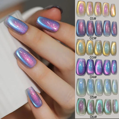 TC 1-6 Pcs Versatile Temperament Highlighting The Whitening Trend Popular And Explosive Antarctic Light Cat Eye Gel Nail Polish
