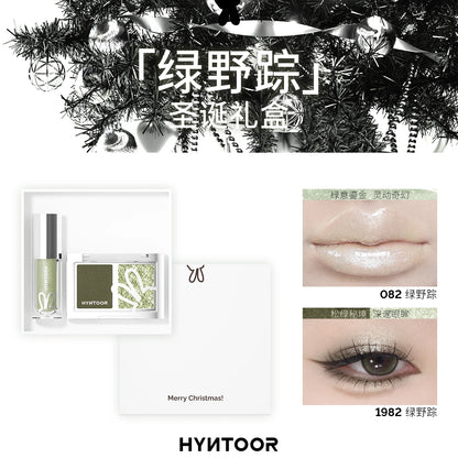 5pcs/2pcs HYNTOOR Makeup Set Gothic Eyeshadow Lip Gloss Mirror Lipstick Pure Black Silver Fine Flash Makeup Halloween Christmas