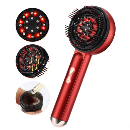 Electric Head Massager Hair Growth Comb Scalp Relax Massager LED Light Therapy Anti Hair Loss Scalp Brush Liquid Oil Applicator