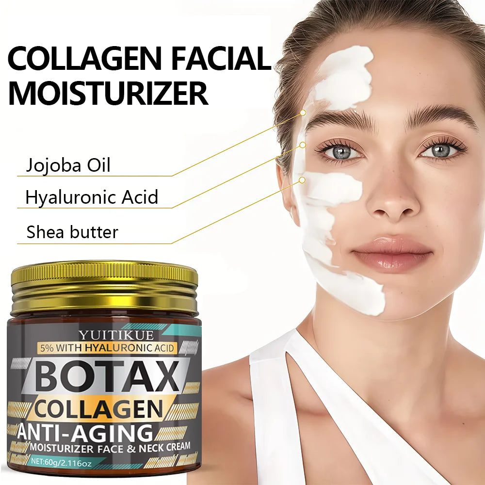 BOTAX Collagen 5% Hyaluronic Acid Cream - Anti-Aging Face & Neck Moisturizer, Day & Night, 60g