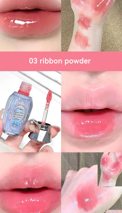 Lckgo Crystal Clear Moisture Lip Essence Gloss - Wrinkle Improvement Moisturizing Lip Balm, Mirror Gloss Lip Oil, Lipstick-Style Volume Lip Gloss