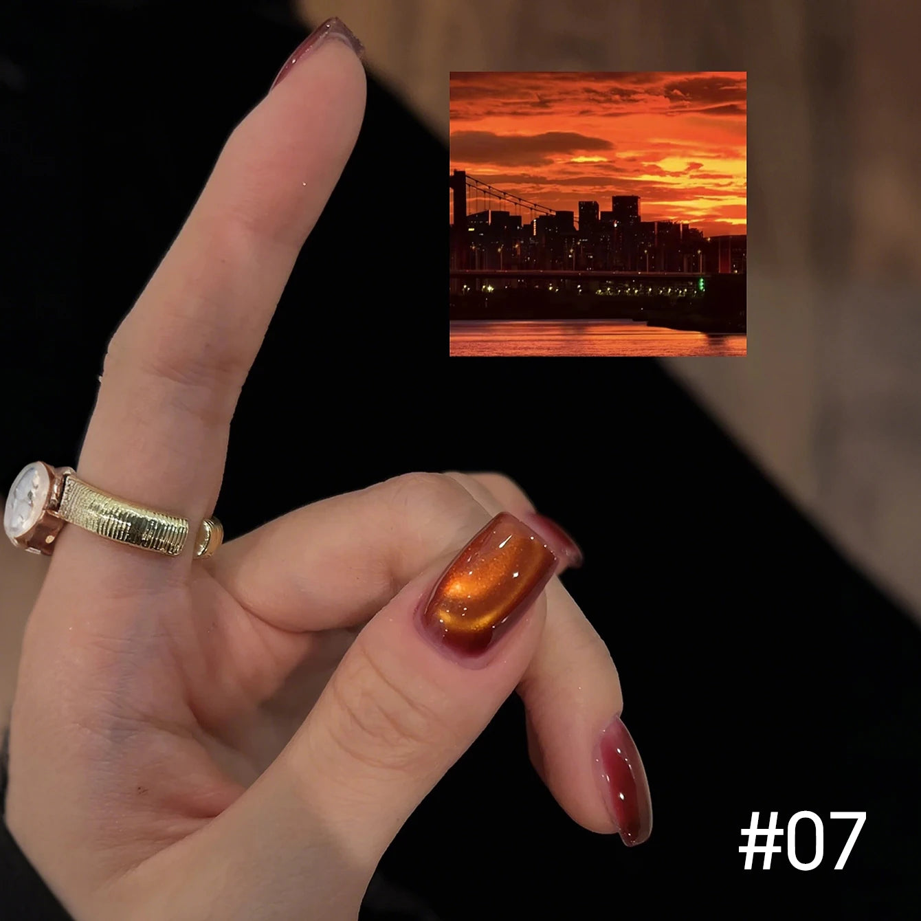10ML 1-10PCS 2025 New Sunset Cat's Eye Nail Polish Series Amber Glass Beads Magnet Gel Nail Polish Nail Art Gold Brown Nails