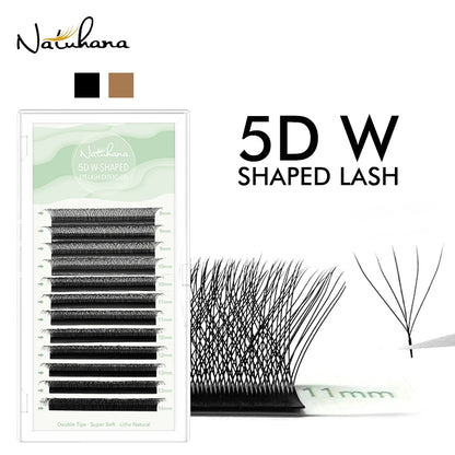 NATUHANA W Shape Eyelashes Extensions 3D 4D 5D 6D W Shaped Brown Black Clover Hand made Premade Volume Fans Lash Extensions
