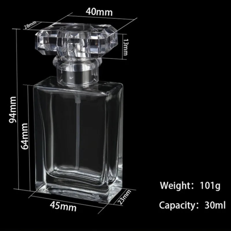30ml Glass Perfume Bottles Empty Refillable Clear Travel Spray Atomizer Container Portable Perfume Bottle for Women Men Home Use