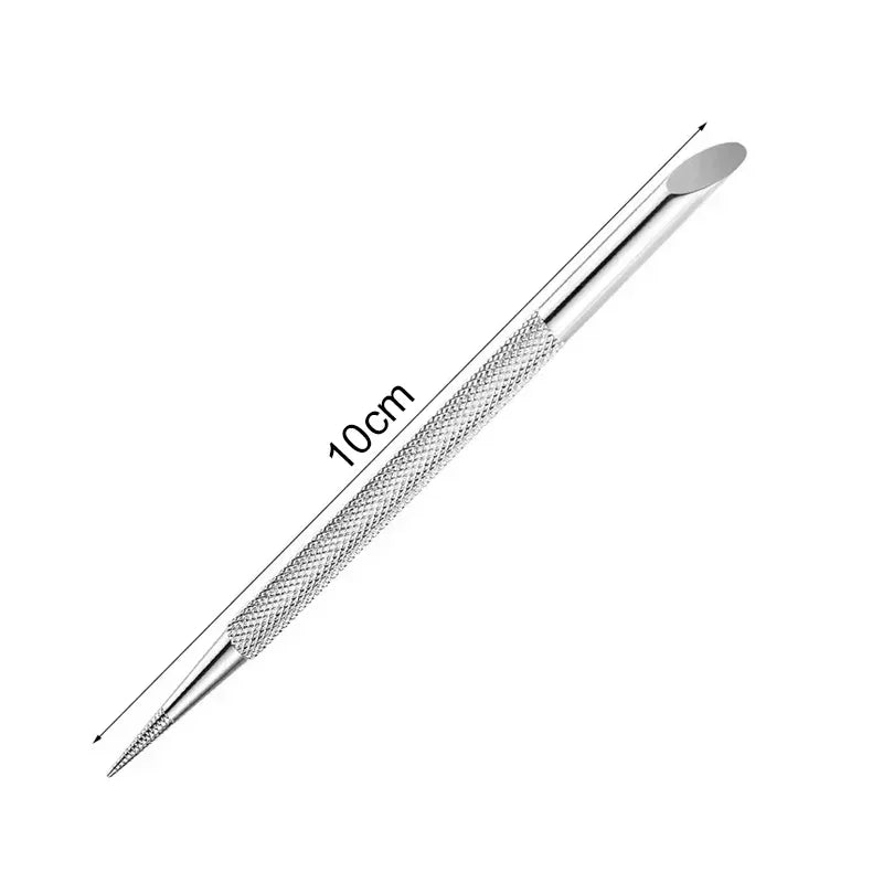 Nail Double-ended Use Stainless Steel Circle Beveled Head Cuticle Pusher Remover Professional Manicure Sticks File Nail Art Tool