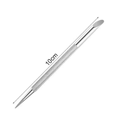 Nail Double-ended Use Stainless Steel Circle Beveled Head Cuticle Pusher Remover Professional Manicure Sticks File Nail Art Tool