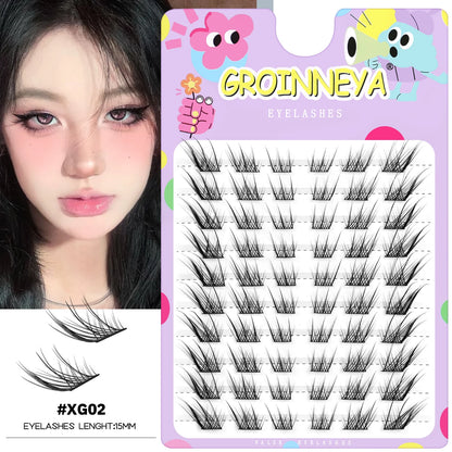 GROINNEYA Lash Clusters 30Rows DIY Natural Manga Eyelashes Mixed Tray Individual Lashes Natural Volume Eyelash Extension Makeup