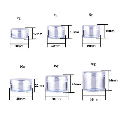 20Pcs 2g 3g 5g 10g 15g 20g Portable Plastic Cosmetic Empty Jars Clear Bottles Eyeshadow Makeup Cream Lip Balm Container Pots