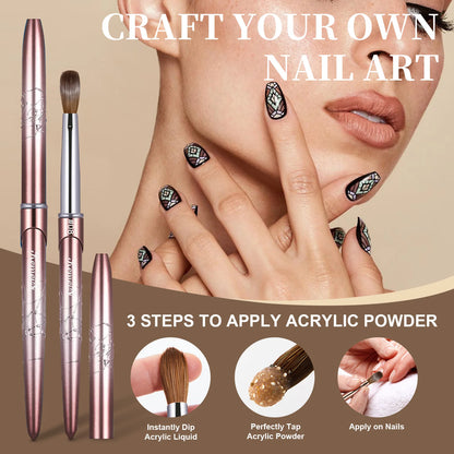Kolinsky Acrylic Nail Brush Kolinsky Hair Bristles Round Shaped Handle Acrylic Brush Nail Brushes for Acrylic Application Nailar