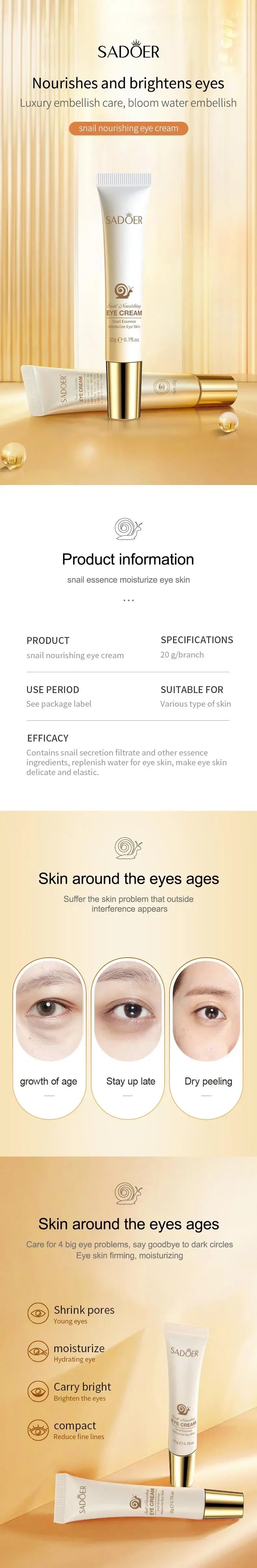 Instant Eye Bag Removal Cream Collagen Removal Wrinkles Lifting Fade Fine Lines Moisturizing Brightening Anti Puffiness Eye Care