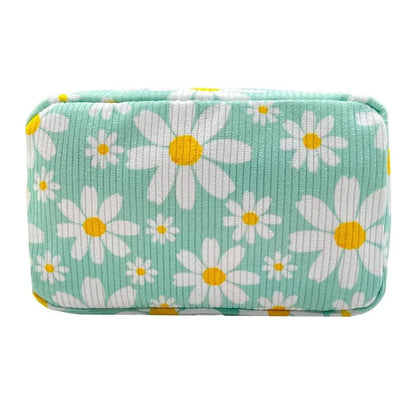 Trendy Large Capacity Corduroy Makeup Bag Travel Printed Toiletry Organizer Bag Makeup Brush Skincare Storage Bag for Women