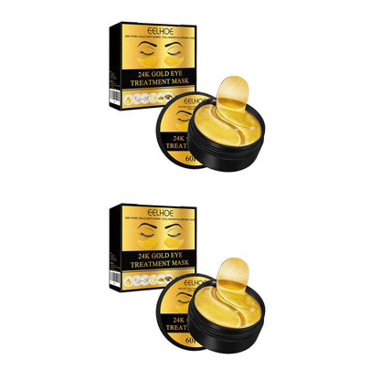 24K Gold Eye Treatment Mask Remove Dark Eye Circles Firming Fade Fine Lines Anti-Aging Hyaluronic Acid Collagen Under Eye Mask