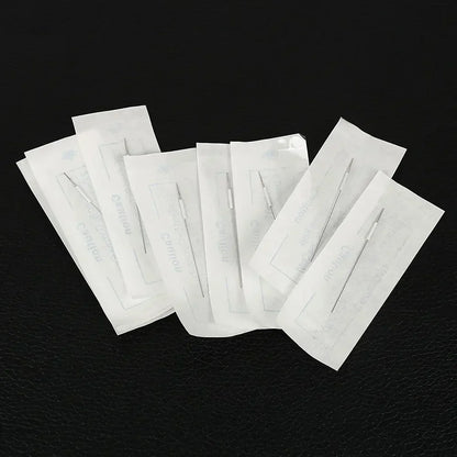 100PCS 1R 3R 5R 5F 7F Tattoo Needles+100Pcs Needle Cap Tips Disposable Microblading for Permanent Makeup Eyebrow Tattoo Machine