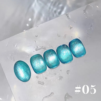 12ML 1-6PCS Summer And Autumn Island Glass Bead Magnet Cat Eye Gel Nail Polish Blue Nails Nail Art Nail Supplies