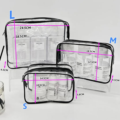 Simple Transparent Cosmetic Bag PVC Waterproof Clear Makeup Storage Case Travel Make Up Organizer Pouch Bath Toiletry Wash Bag