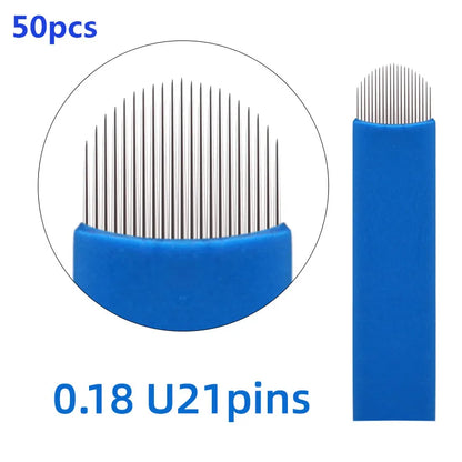 20/50pcs Microblading 0.18-0.25mm Tebori Blades Needles Tattoo Needle 7 9 11 12 14 16 18 21 Pin U shape Eyebrow Needles Makeup
