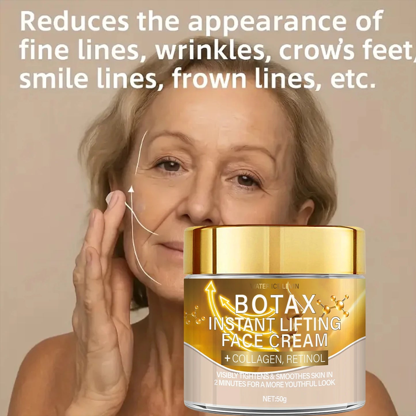 Botax Instant Lifting Face Cream. Collagen Retinol Formula. Visibly Tightens Smooths Skin. 2 Minute Youthful Look. 50g Net.