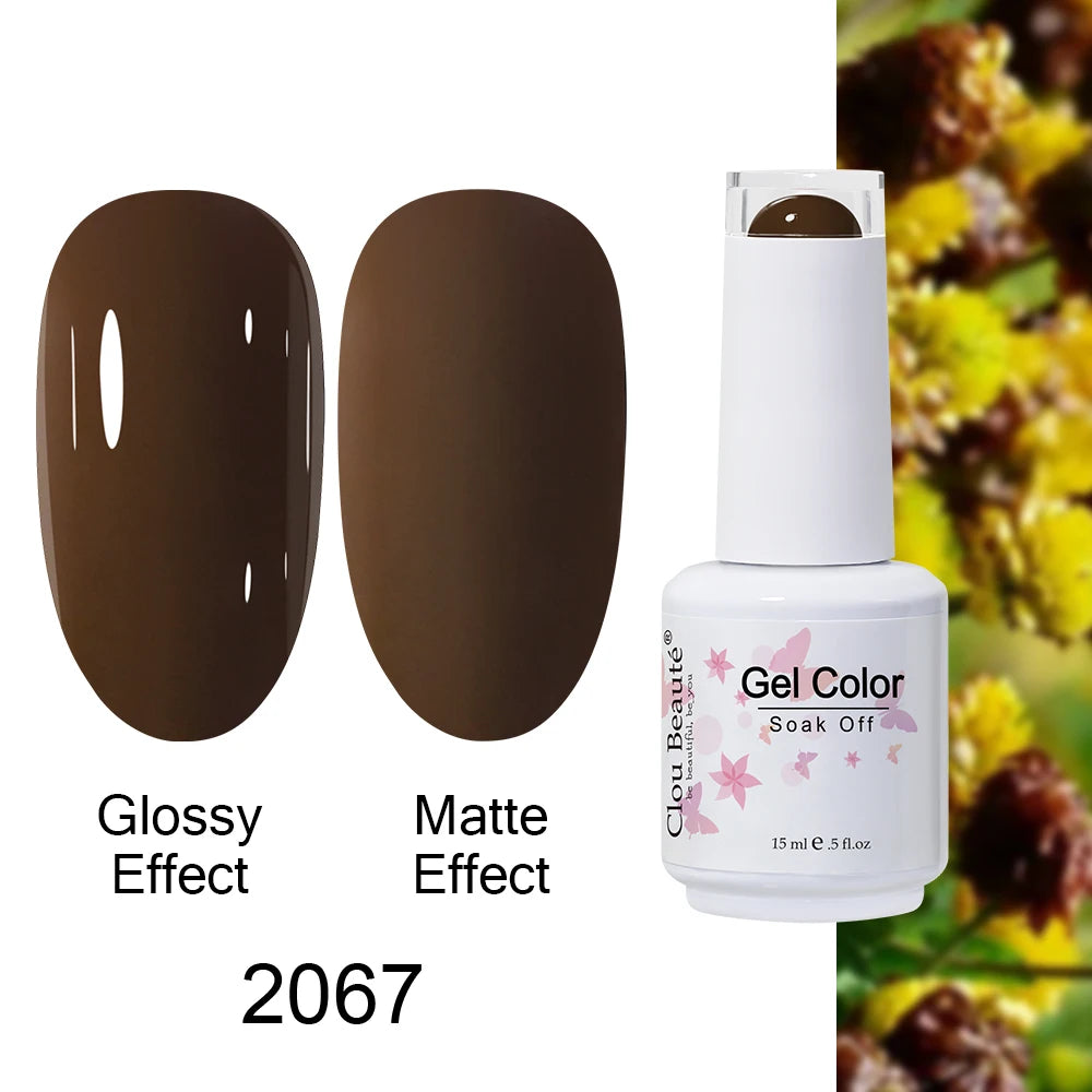 Clou Beaute 15ml Nail Gel Polish Warm Color Dark Red Brown Semi Permanent Nail Art Manicure Soak Off LED UV Varnishes Lacquer