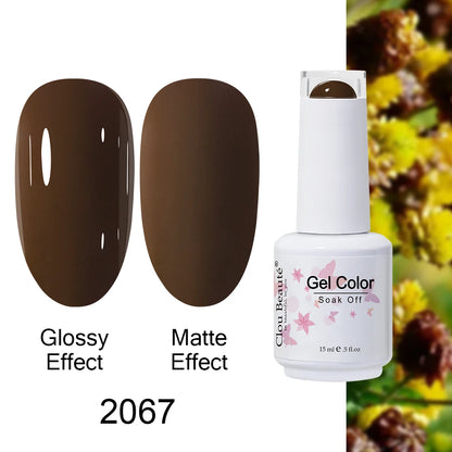 Clou Beaute 15ml Nail Gel Polish Warm Color Dark Red Brown Semi Permanent Nail Art Manicure Soak Off LED UV Varnishes Lacquer