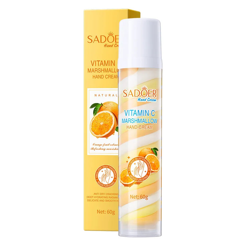 Fruit Marshmallow Hand Cream 60g – Tri-Color Nourishing Formula with Sweet Scent, Deeply Moisturizing Care for Dry Winter Hands