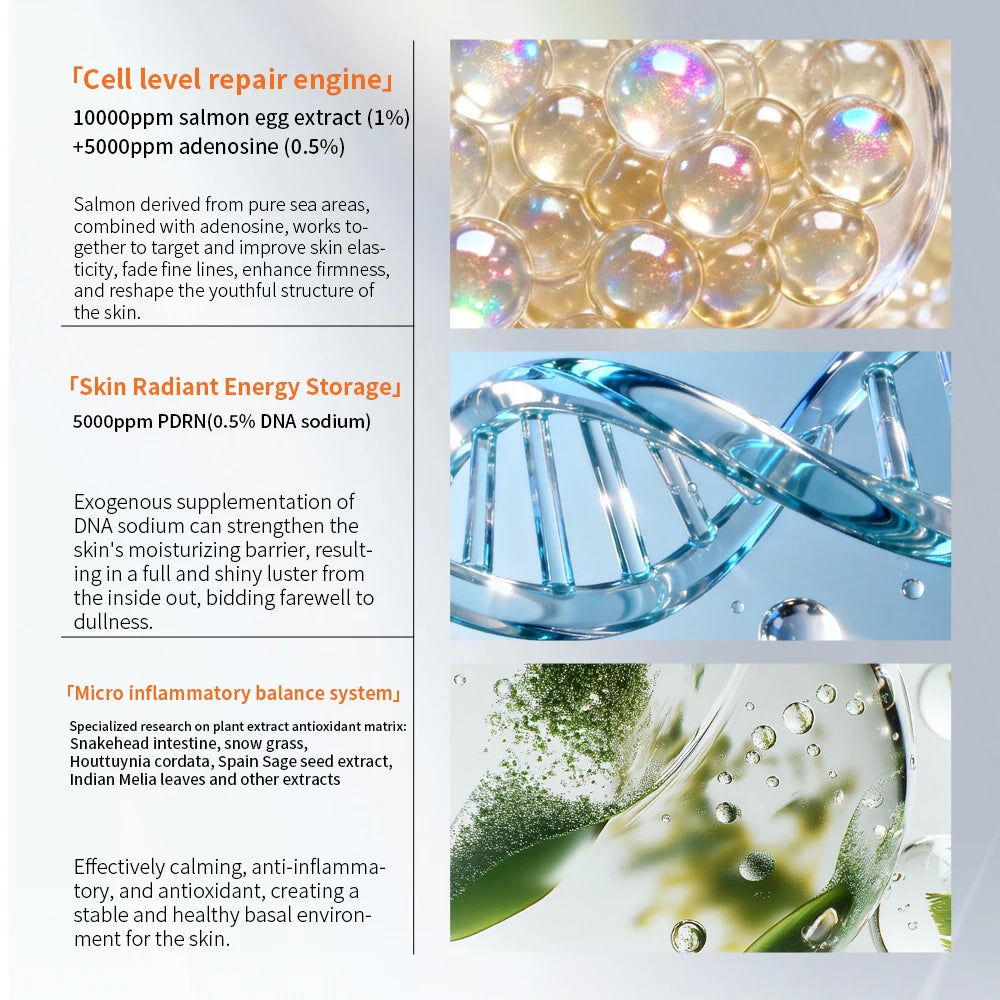 Salmon PDRN Bounce Ball Serum Anti-Aging Sodium DNA & Niacinamide Essence Shake-to-Activate Oil Beads for Instant Glow & Firming