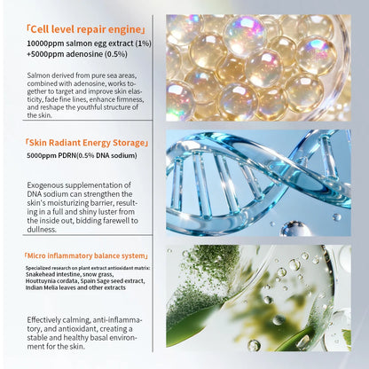 Salmon PDRN Bounce Ball Serum Anti-Aging Sodium DNA & Niacinamide Essence Shake-to-Activate Oil Beads for Instant Glow & Firming