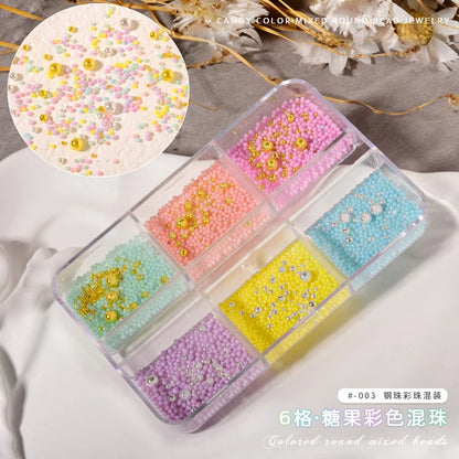 Gun Black Square Rivet Metal Round Ball Cone Alloy Fork Spoon Punk Stars Bowknot Pearl Nail Art Accessories Decorations Manicure