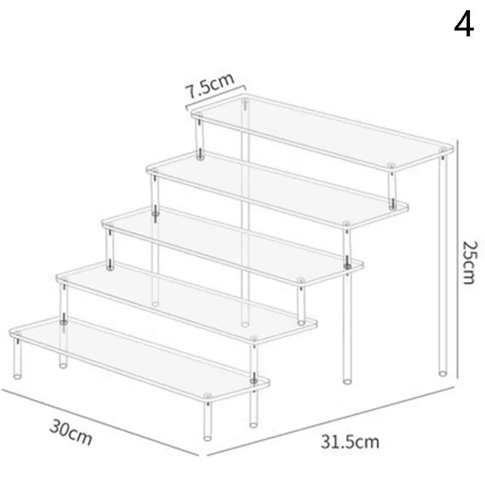 1-4 Tier Acrylic Display Stand Durable Display Rack For Cupcake Perfume Doll Transparent Trapezoidal Blind Box Storage Shelf