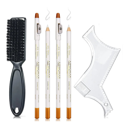 6pcs Beard Grooming Kit – Beard Shaping Pencils, Beard Brush, Styling Template Tool for Outlining, Trimming Shaping Facial Hair