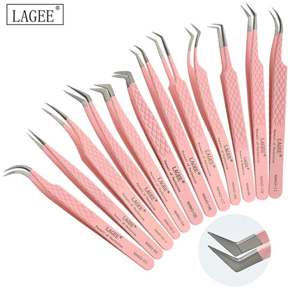 LAGEE Fiber Tip Eyelash Extension Tweezer Volume Isolation Precise Lash Tweezers Nano Technology Eyebrow from Nagaraku Makeup