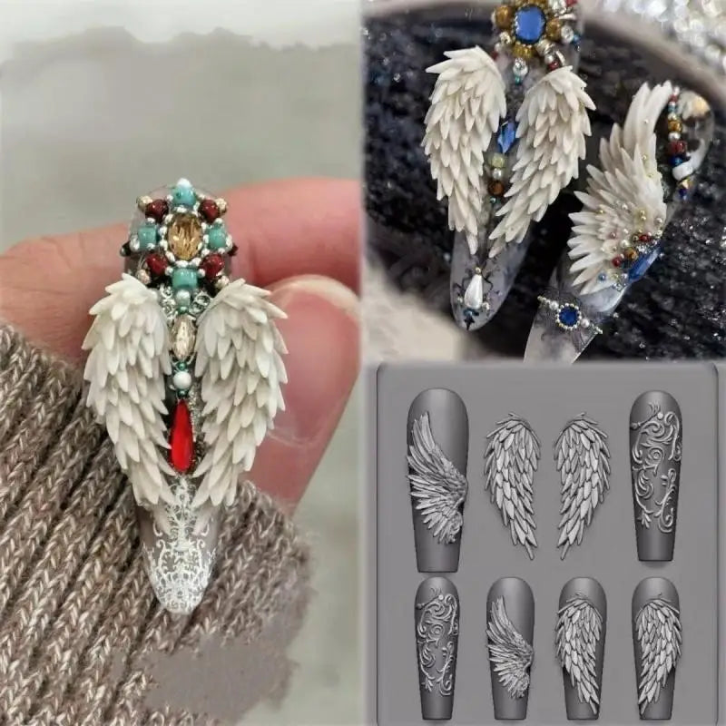 New3D Silicone Nail Mold Flower Bow Butterfly Nails Templates Transparent Mold DIY Nail Art Decor Stamping Plates Manicure Tools