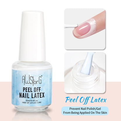 AWStorG 15ML Fiber Rubber Base Gel For Broken Nail Repaired Fiberglass Clear Quick Building Soak Off  UV Construction Gel