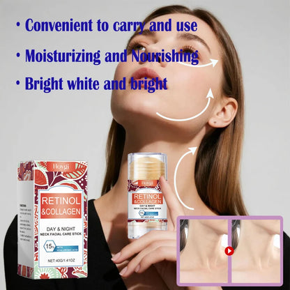 Retinol & Collagen Neck Cream Neck Face Firming Stick with Jojoba Oil Moisturizing Lifting Hyaluronic Acid for All Skin Types