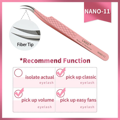 LAGEE Fiber Tip Eyelash Extension Tweezer Volume Isolation Precise Lash Tweezers Nano Technology Eyebrow from Nagaraku Makeup