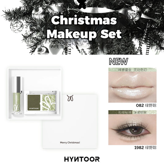 5pcs/2pcs HYNTOOR Makeup Set Gothic Eyeshadow Lip Gloss Mirror Lipstick Pure Black Silver Fine Flash Makeup Halloween Christmas