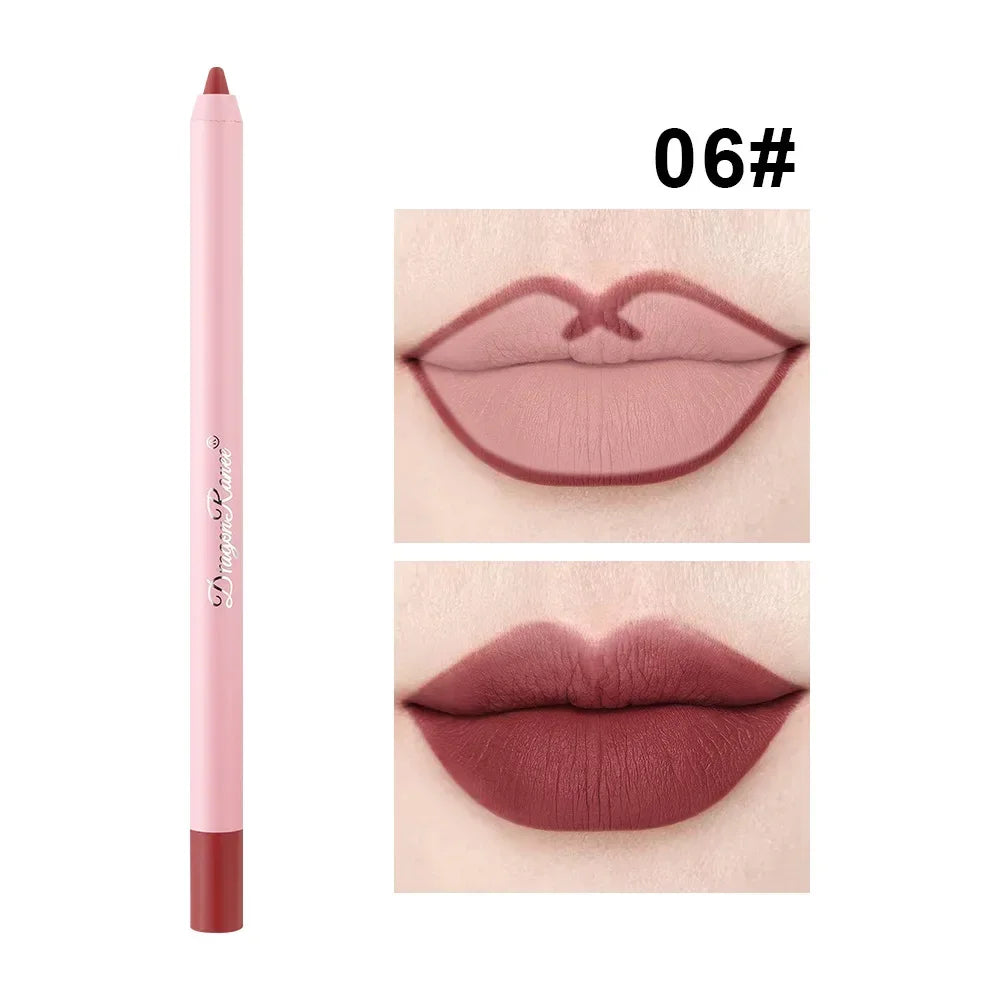12 Colour Matte Lip Liner Pencil Carving Labial Makeup Lasting Brown Lip Liners Waterproof Lipstick Pen Lip Contouring Cosmetics