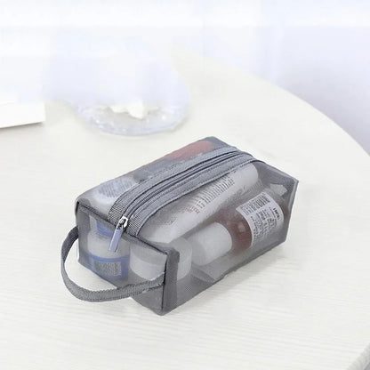 Mesh Toiletry Bag Travel Wash Bag Large Capacity Zipper Makeup Bag Skin Care Storage Bag Women Cosmetic Bag Korean Storage Bag