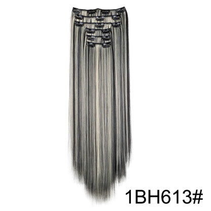 Synthetic 6pcs/set Long Straight Hair Extensions Ultra-Invisible Full Head Clip in Hair Extensions 24Inch for Women Daily Wear