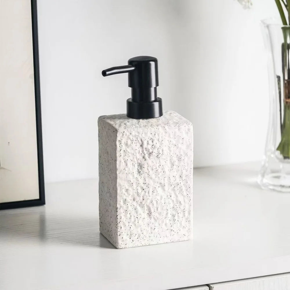 High End Stone Texture Ceramic Lotion Bottle for Home Hotel Multi Purpose Shampoo Hand Wash Bottle Durable Anti Slip Design