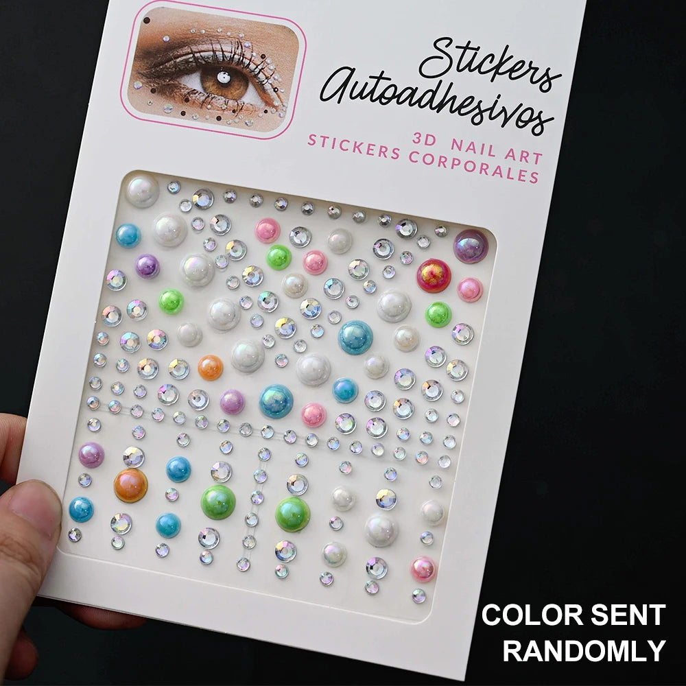 132/162/216/900pcs Coorful Diamonds Tattoos Stickers 3/4/5/6mm Face Rhinestones Tattoo for Party Body/Eye Makeup Gem Accessories