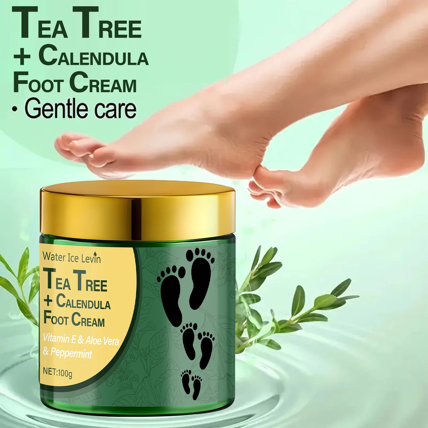 Tea Tree & Calendula Foot Cream with Vitamin E & Aloe Vera, Hydrates & Soothes Feet, Lightweight Non-Greasy Formula.