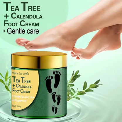 Tea Tree & Calendula Foot Cream with Vitamin E & Aloe Vera, Hydrates & Soothes Feet, Lightweight Non-Greasy Formula.