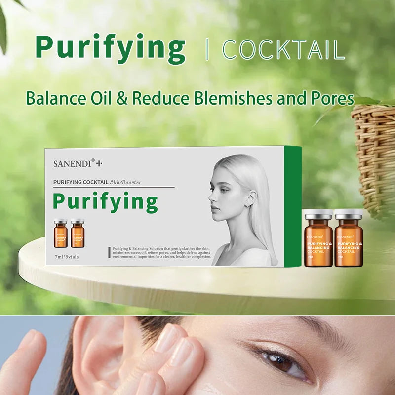 Sanendi Cocktail Serum for Facial Ampoule Hyaluronic Acid Dermapen Purifying Hydrating Skinbooster Korean Skincare Set 7ML*5Vial