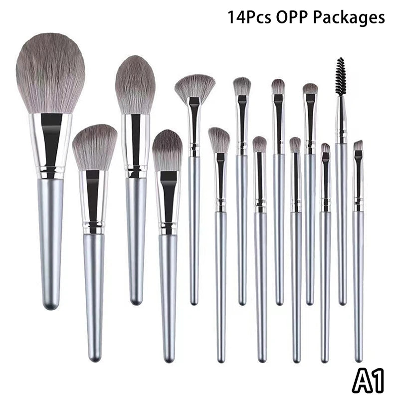 14Pcs Soft Cosmetic Makeup Brush Set Eyeshadow Eyebrow Highlight Lip Brushes Multifunctional For Face Eye Makeup Beginner Tools
