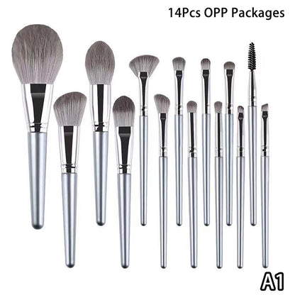 14Pcs Soft Cosmetic Makeup Brush Set Eyeshadow Eyebrow Highlight Lip Brushes Multifunctional For Face Eye Makeup Beginner Tools