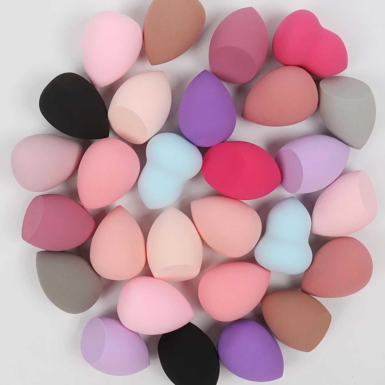 12 pieces latex free hydrophilic polyurethane beauty sponge set multi-color makeup mixing sponge, suitable for liquid and cream